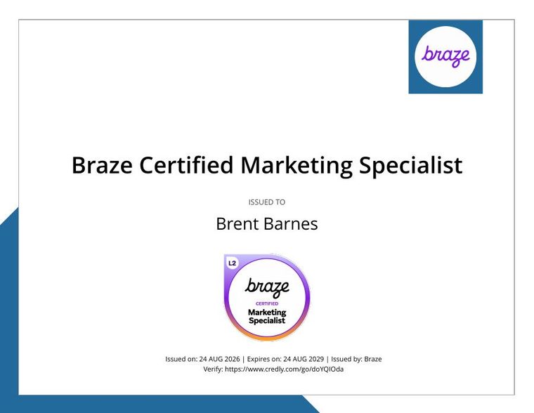 Braze Certified Marketing Specialist badge