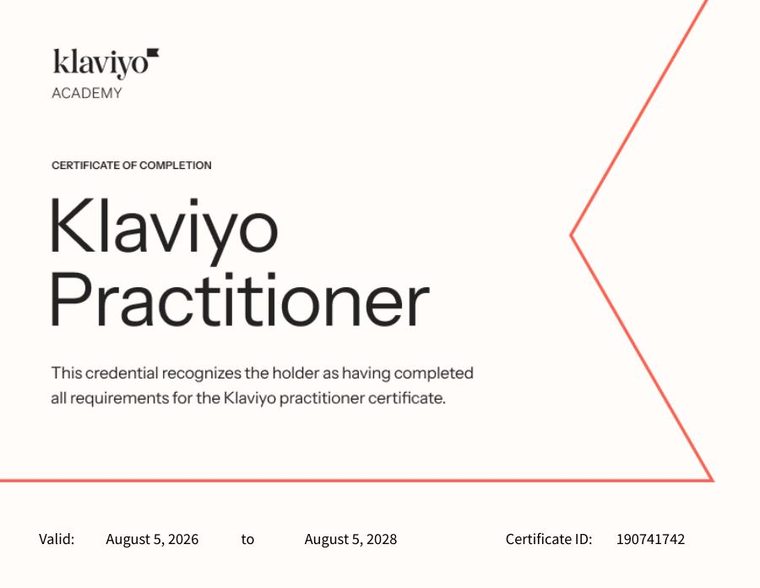 Klaviyo Practitioner certificate
