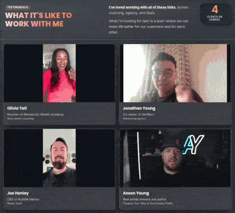 Client testimonials preview